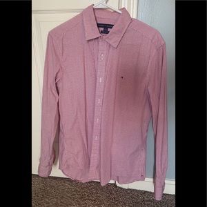 Tommy Hilfiger Dress Shirt, medium, checker red